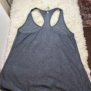 Lorna Jane Charcoal Gray Lace-Pattern Racerback Tank